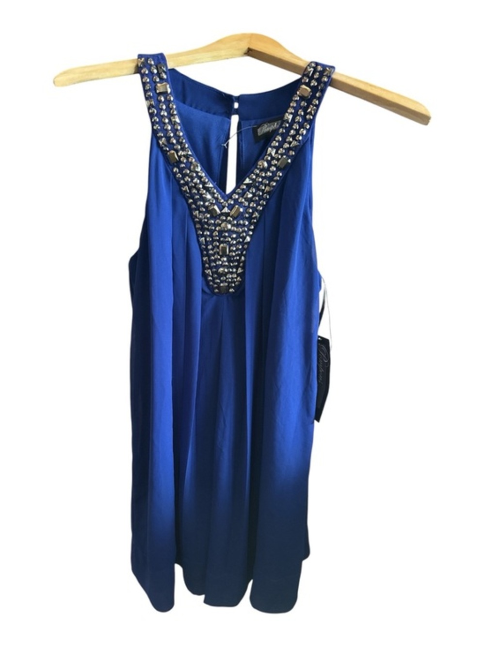 Embellished Royal Blue Sleeveless Tunic Dress Glam Evening NWT Women’s Size 4